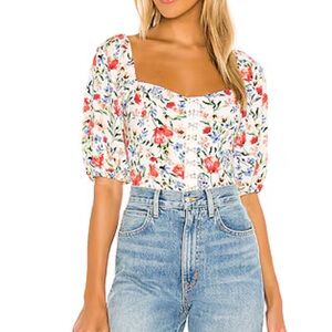 Astr Floral Square Neck Blouse